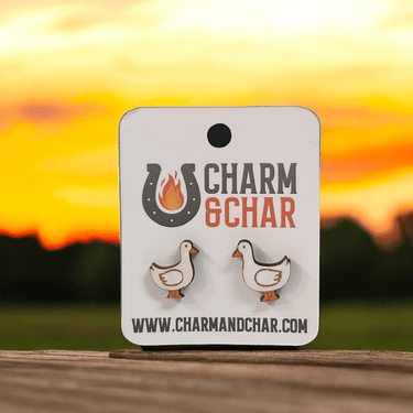 Goose Wood Stud Earrings - Earring - Charm and Char